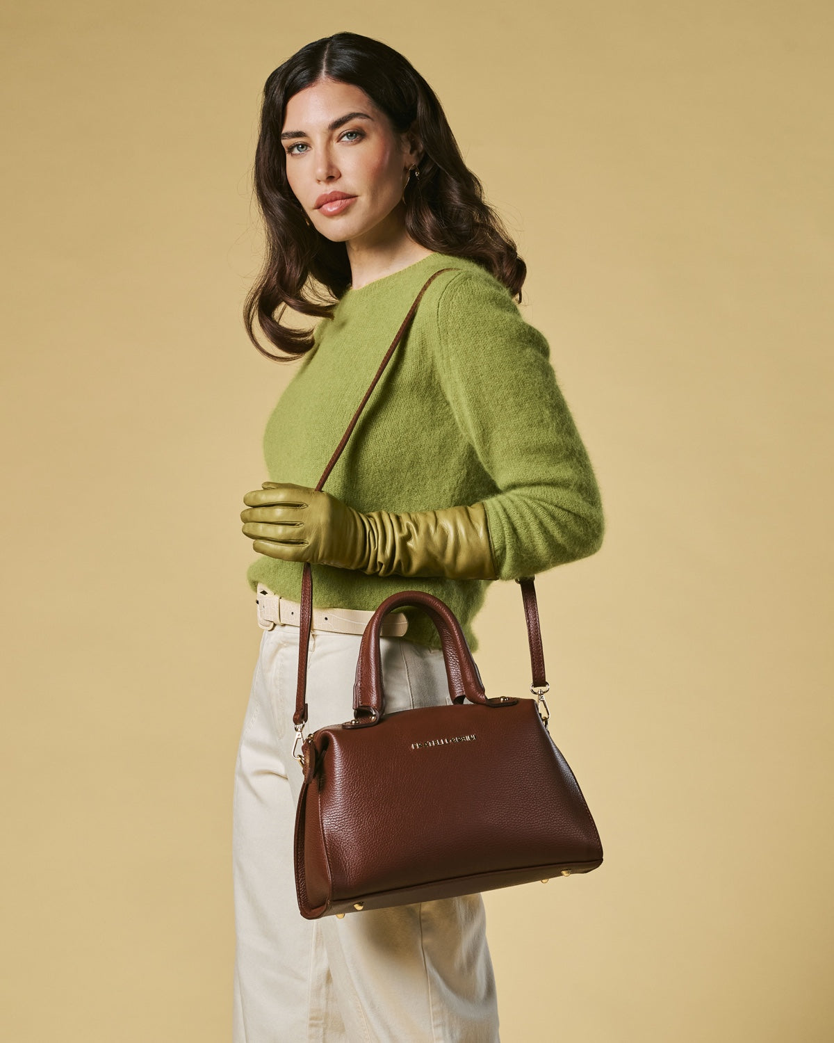 Zita (brown) - Italian calf leather women's handbag (with shoulder strap)
