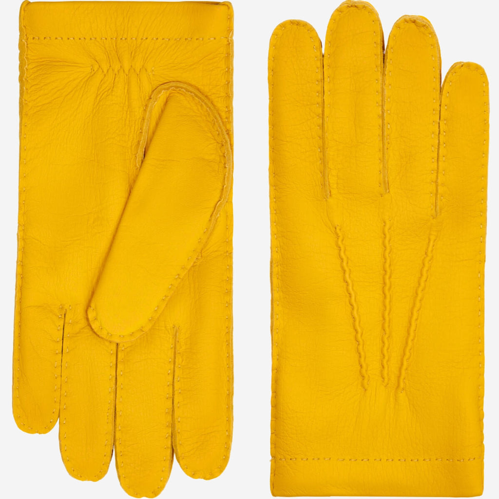 Matteo (yellow) - Italian gloves made of American deerskin leather with cashmere lining
