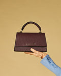 Federica (eggplant) - Italian calf leather women's crossbody bag (with shoulder strap)