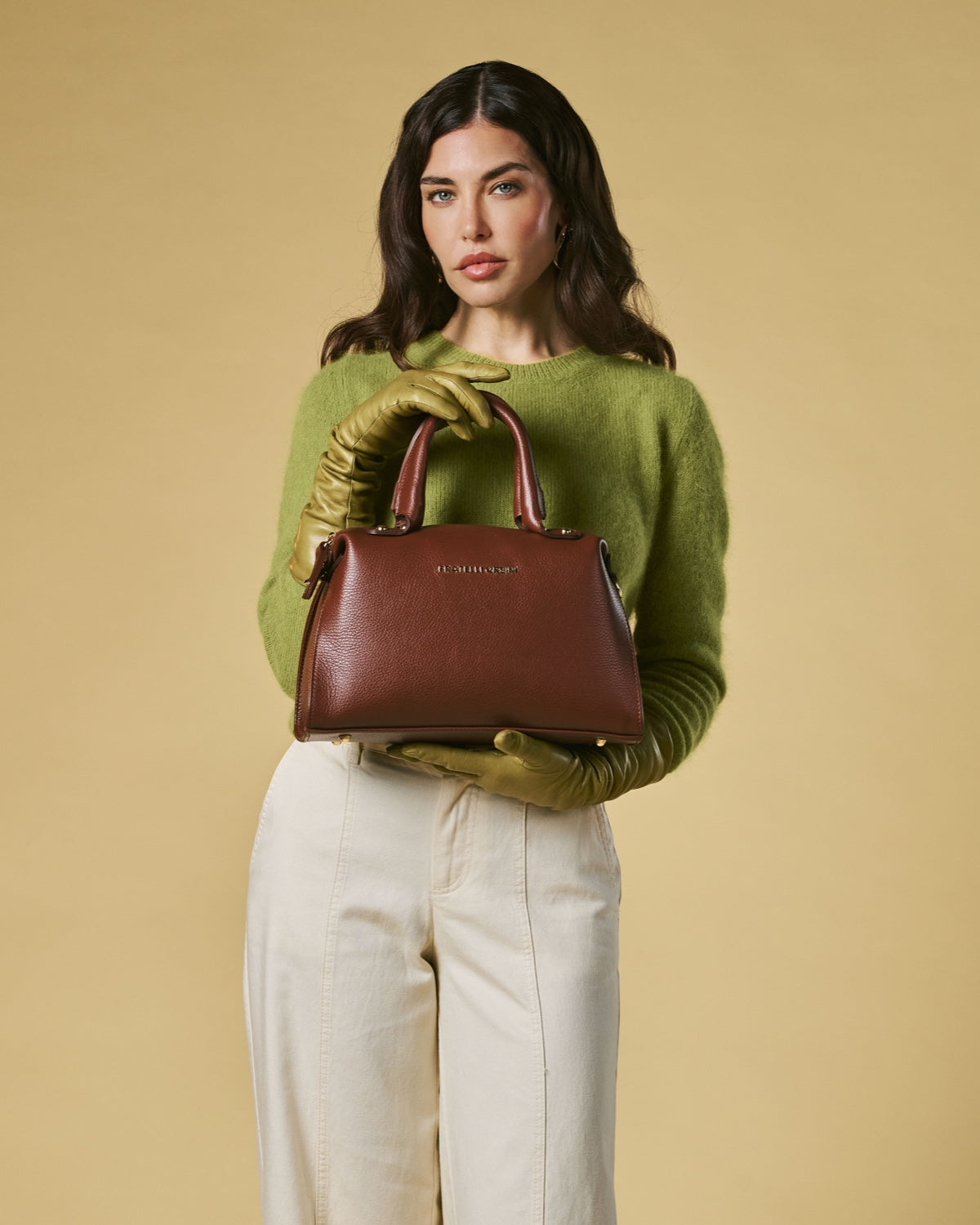 Zita (brown) - Italian calf leather women's handbag (with shoulder strap)