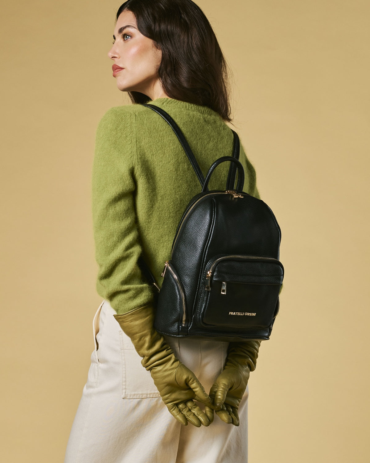 Martina (black) - Italian calf leather women's backpack