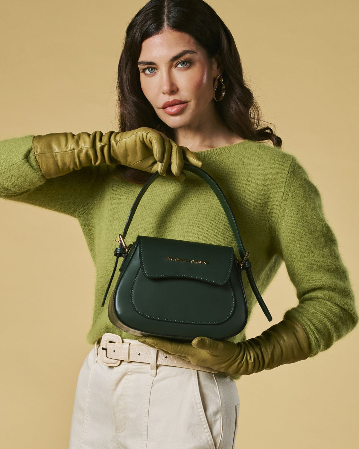 Ottavia (green) - Italian calf leather women's crossbody bag (with shoulder strap)