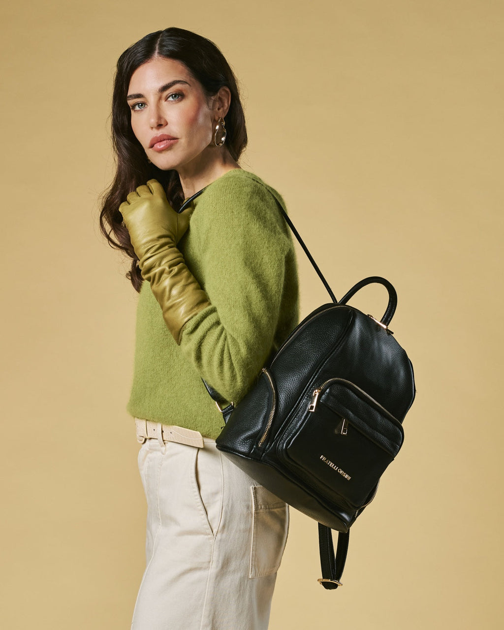 Martina (black) - Italian calf leather women's backpack