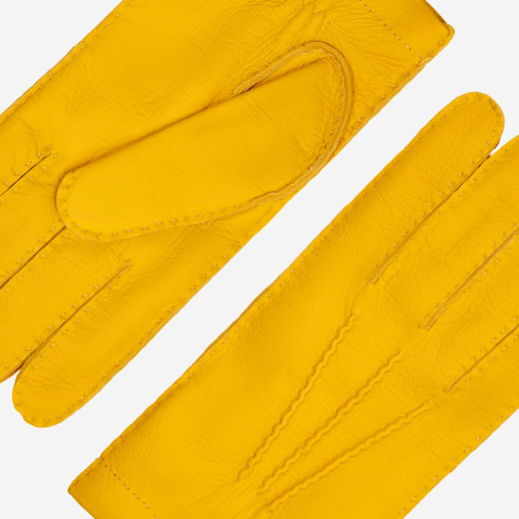 Matteo (yellow) - Italian gloves made of American deerskin leather with cashmere lining
