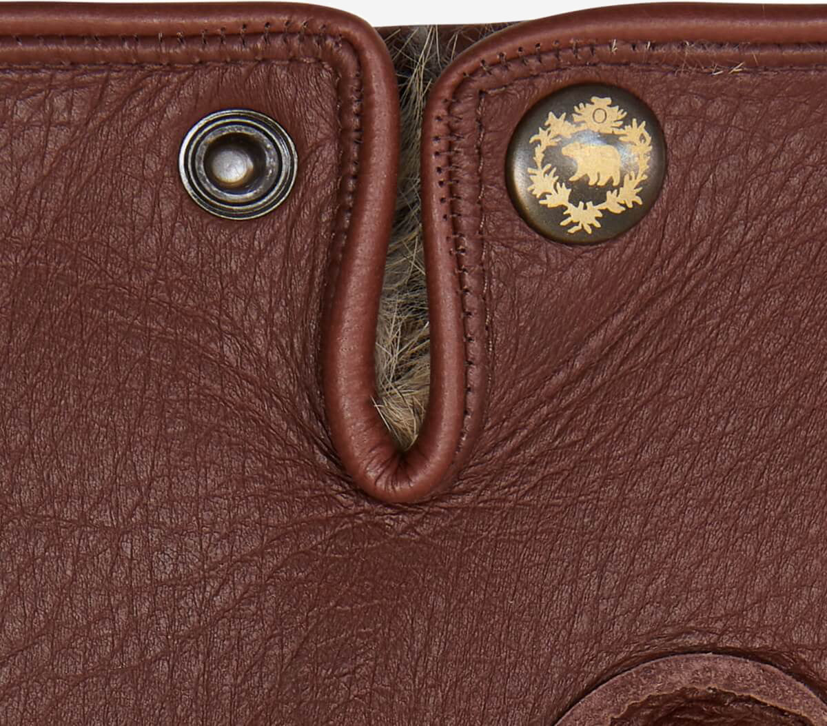 Diego (brown) - Italian gloves made of American deerskin leather with rabbit fur lining