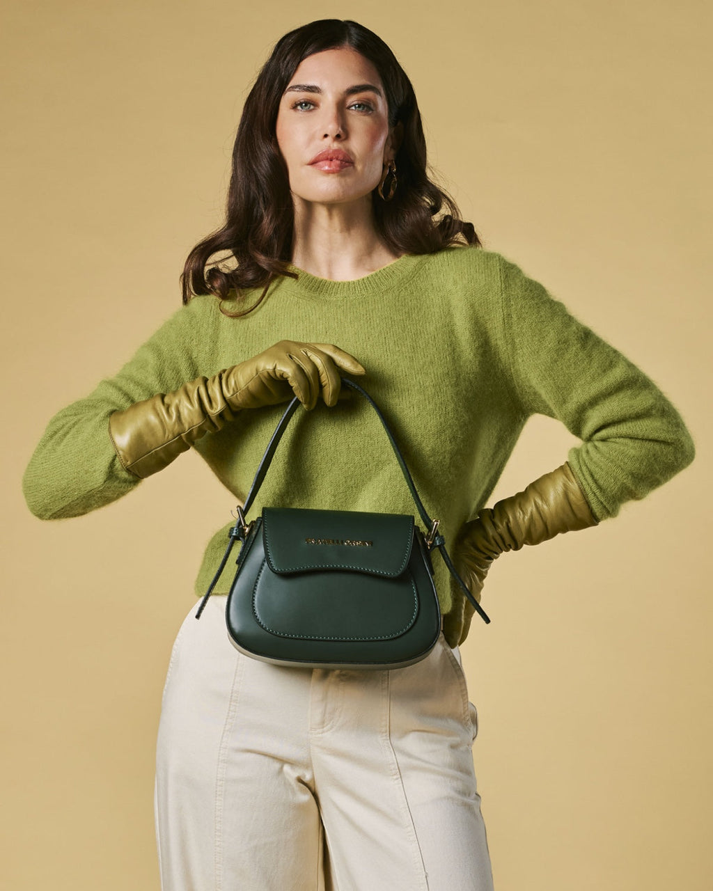 Ottavia (green) - Italian calf leather women's crossbody bag (with shoulder strap)