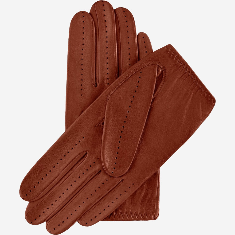 Alessa (cognac) - Classic Italian lambskin leather driving gloves & touchscreen feature