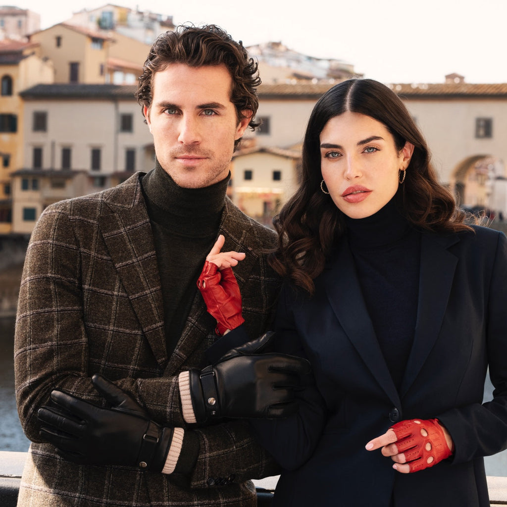 Alonzo (black) - Italian lambskin leather gloves with cashmere lining & touchscreen feature