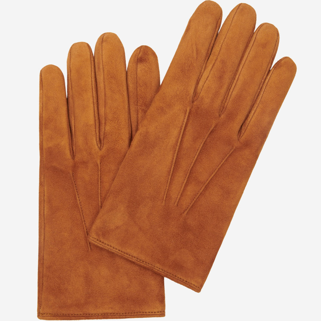 Angelo (cognac) – Italian suede leather gloves with luxurious cashmere lining