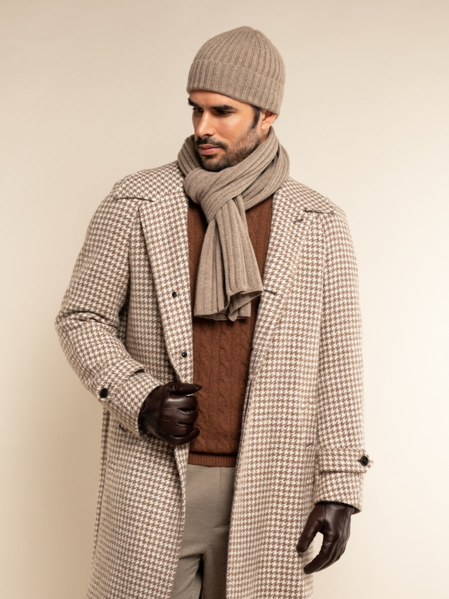 Milano (brown) - Italian 100% cashmere ribbed beanie (unisex)