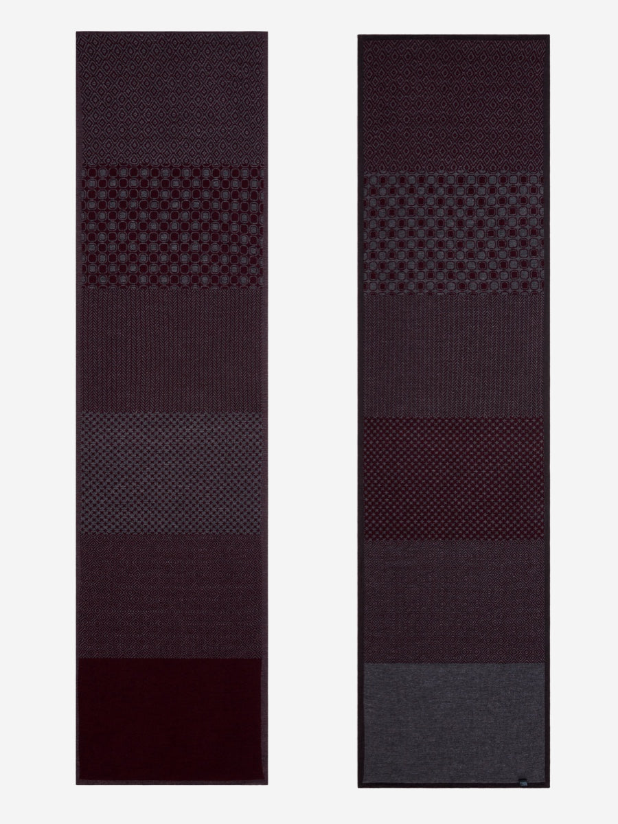 Bruno (grey/red) - Warm and soft Italian scarf from wool blend