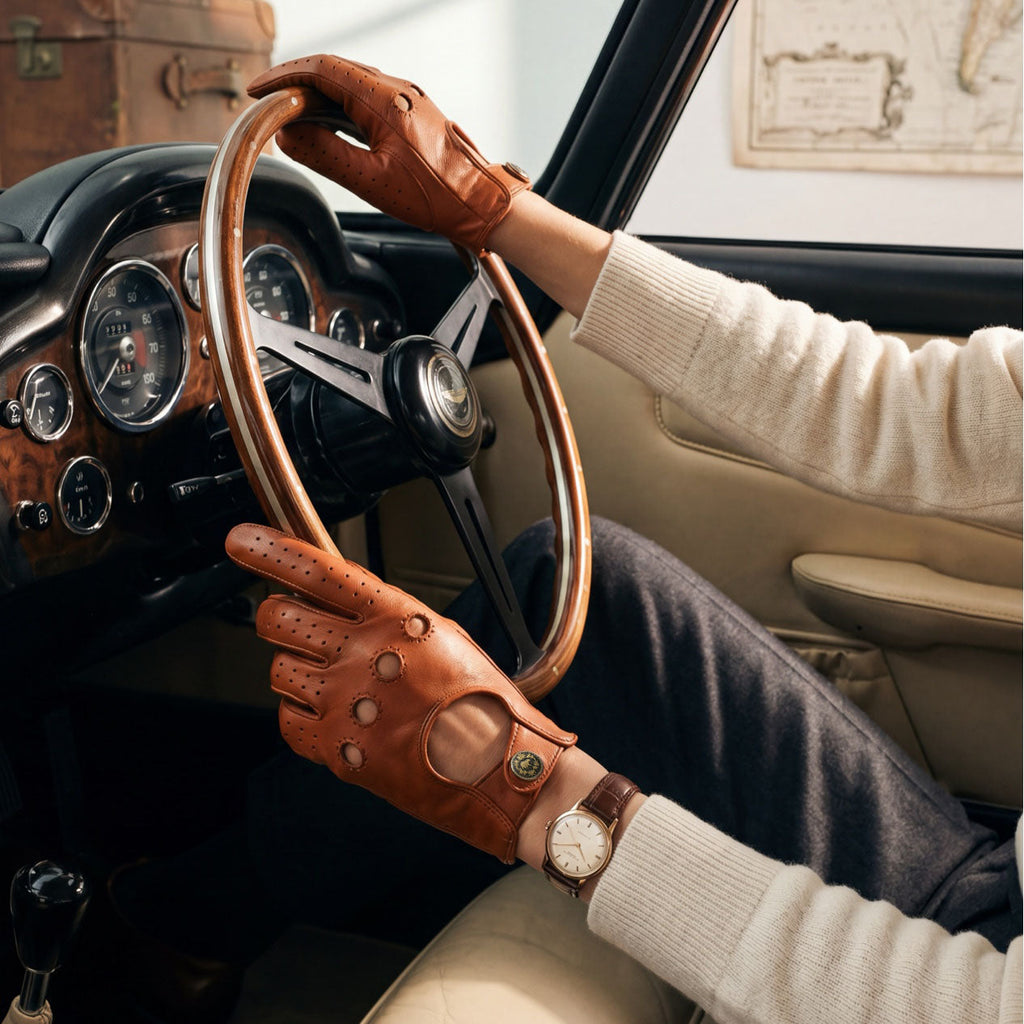 CD4010 (cognac) - Women's Italian Leather Driving Gloves