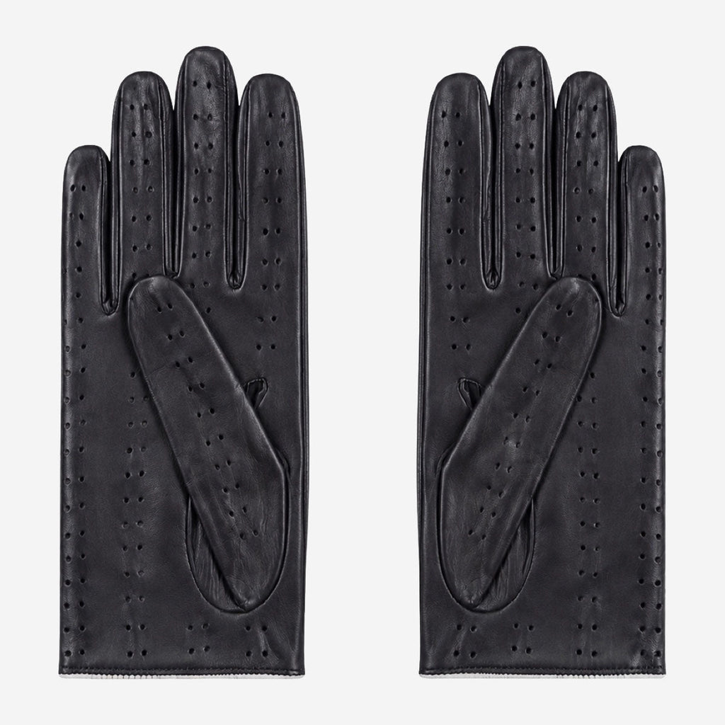 CD4050 (black/white) - Women’s Italian lambskin driving gloves with contrast trim
