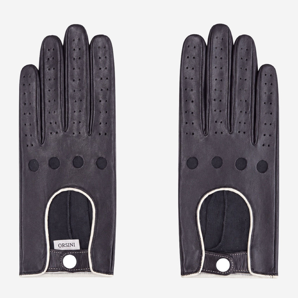 CD4050 (black/white) - Women’s Italian lambskin driving gloves with contrast trim