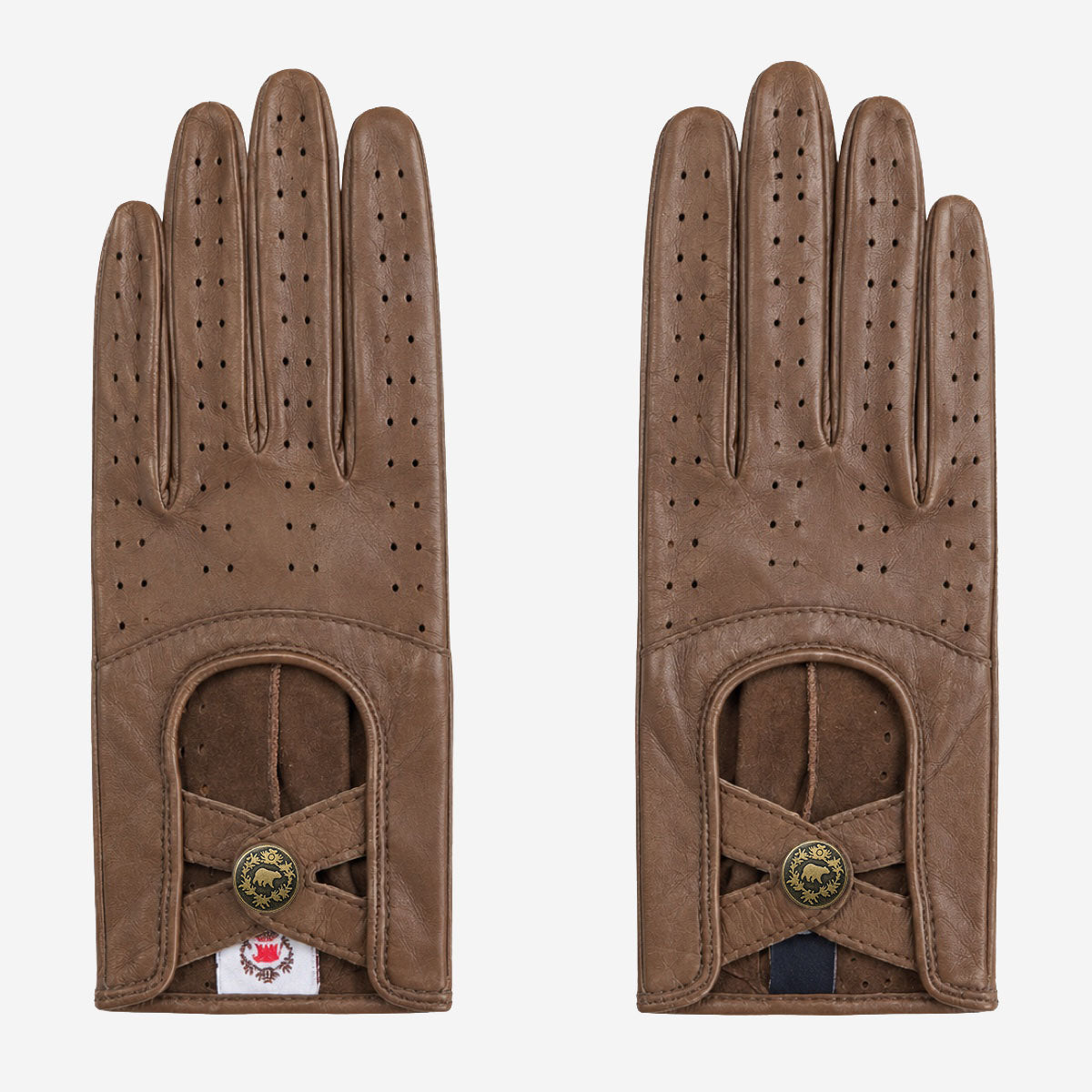 CD4378 (camel) - Women's sporty Italian leather driving gloves