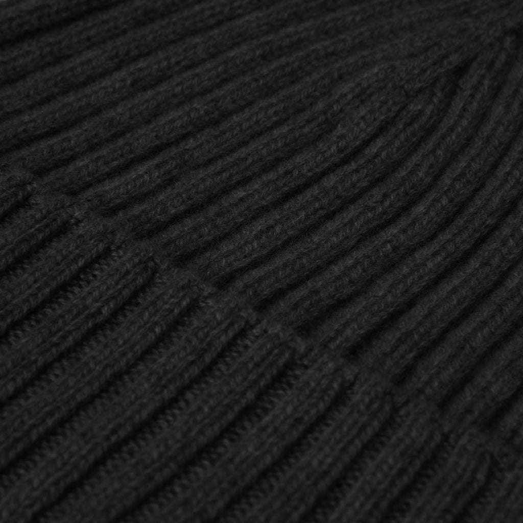 Milano (black) - Italian 100% cashmere ribbed beanie (unisex)