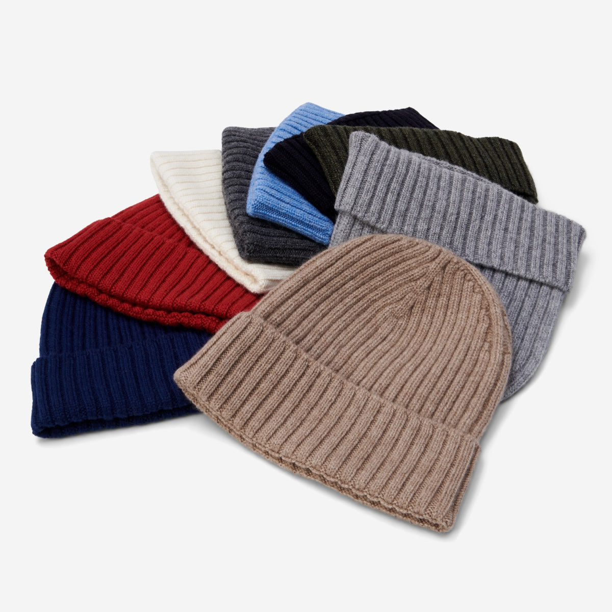 Milano (light blue) - Italian 100% cashmere ribbed beanie (unisex)