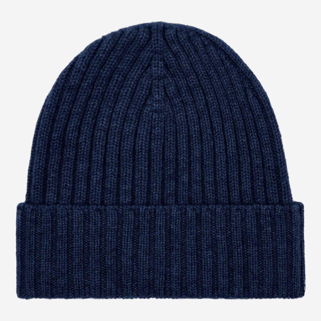 Milano (navy blue) - Italian 100% cashmere ribbed beanie (unisex)