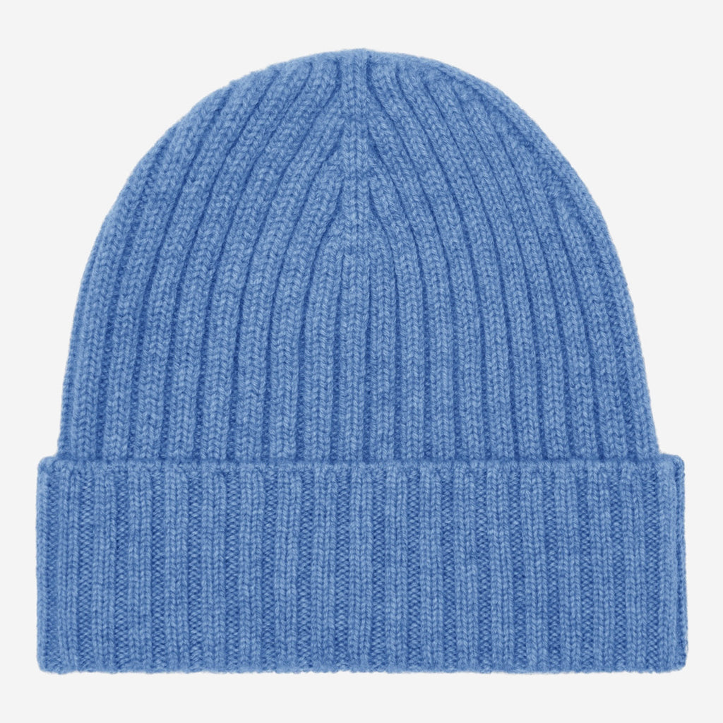 Milano (light blue) - Italian 100% cashmere ribbed beanie (unisex)