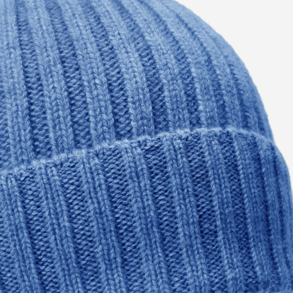 Milano (light blue) - Italian 100% cashmere ribbed beanie (unisex)