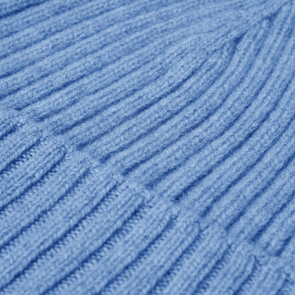 Milano (light blue) - Italian 100% cashmere ribbed beanie (unisex)
