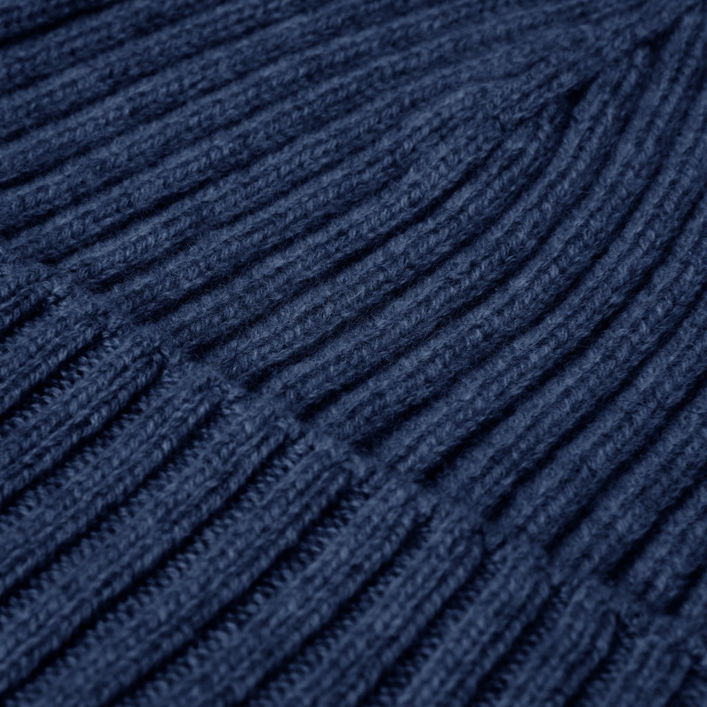 Milano (navy blue) - Italian 100% cashmere ribbed beanie (unisex)