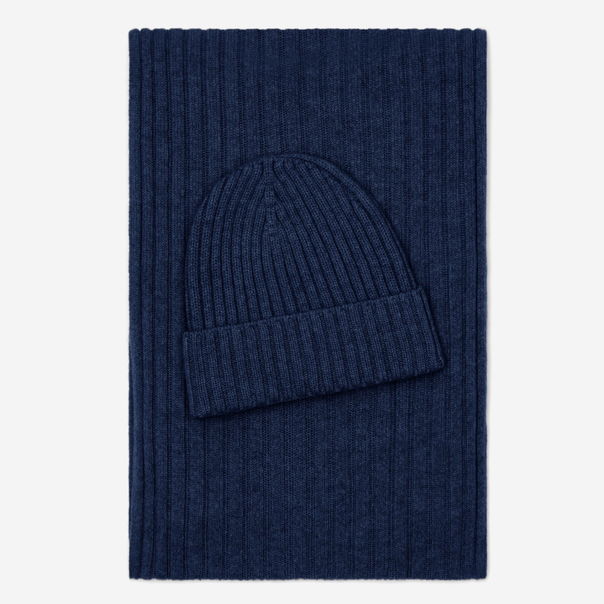 Milano (navy blue) - Italian 100% cashmere ribbed beanie (unisex)
