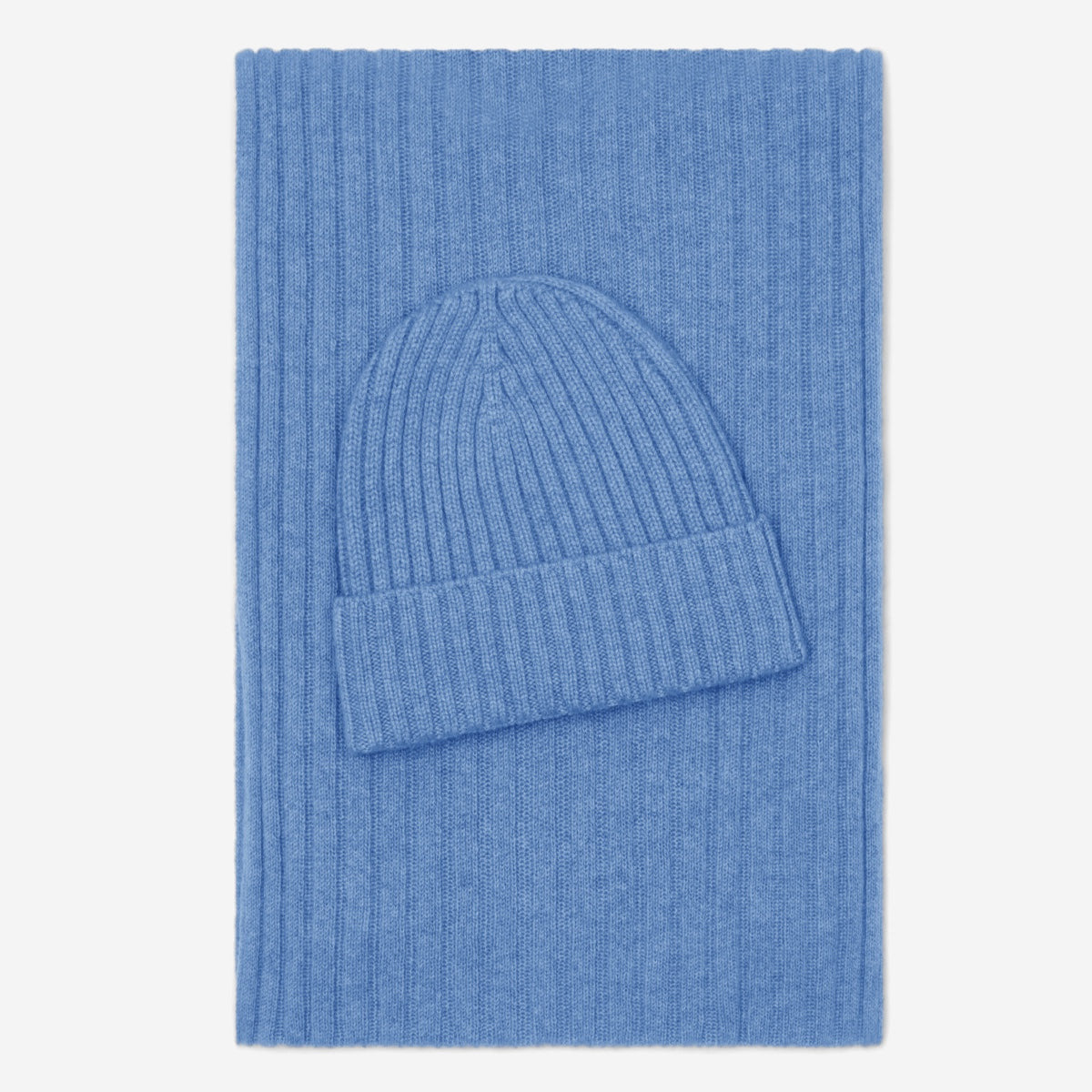 Milano (light blue) - Italian 100% cashmere ribbed beanie (unisex)
