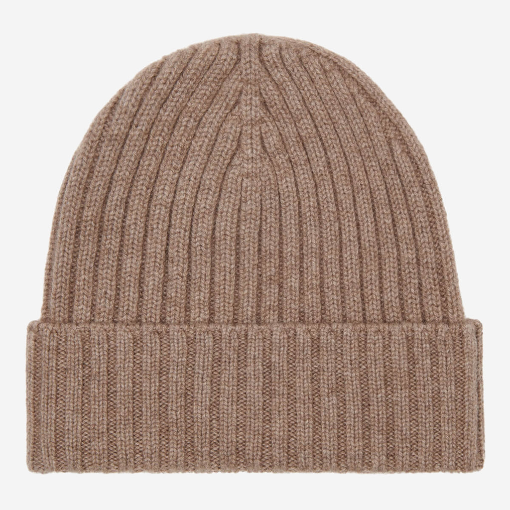 Milano (brown) - Italian 100% cashmere ribbed beanie (unisex)