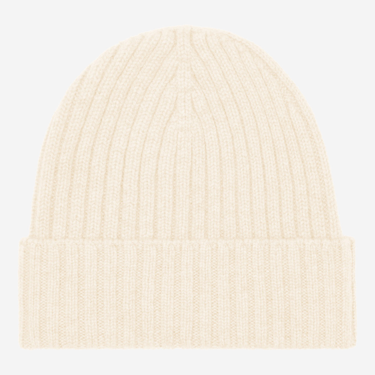 Milano (cream) - Italian 100% cashmere ribbed beanie (unisex)