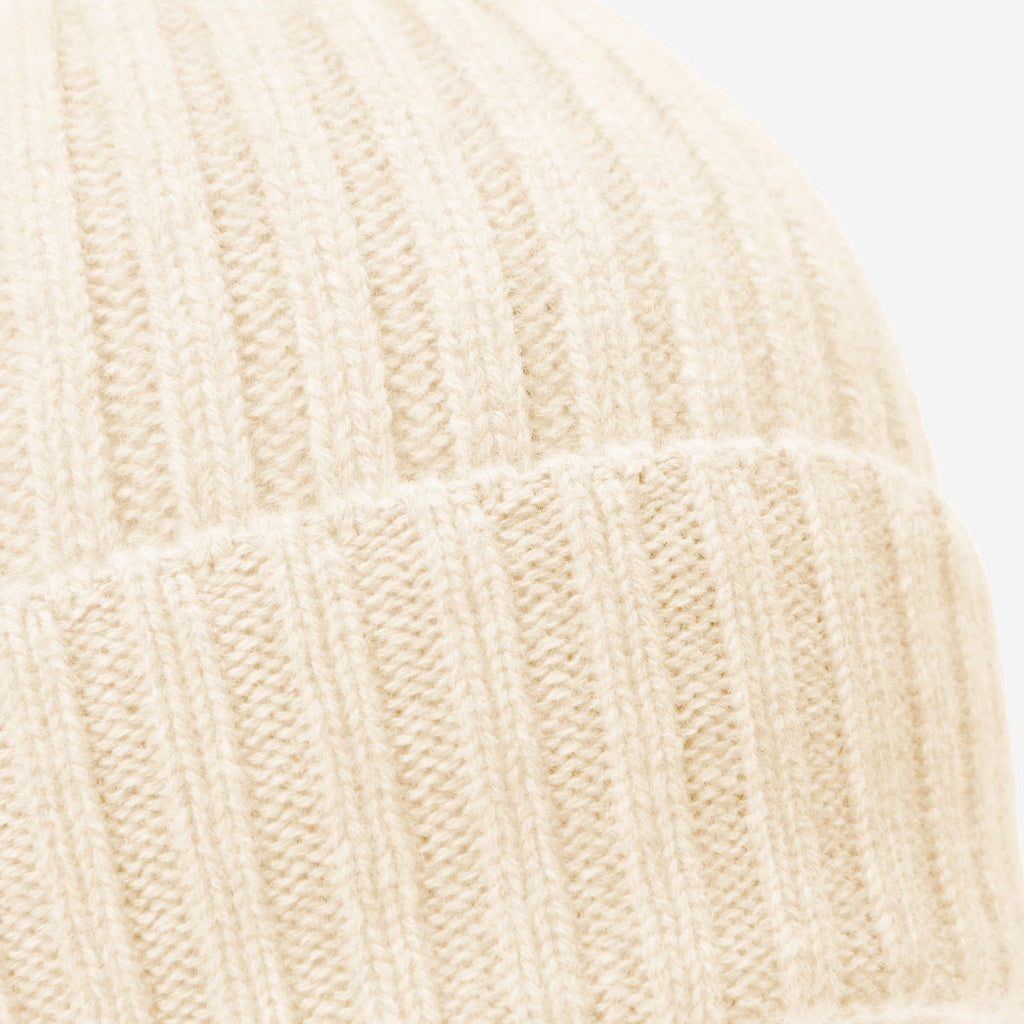 Milano (cream) - Italian 100% cashmere ribbed beanie (unisex)