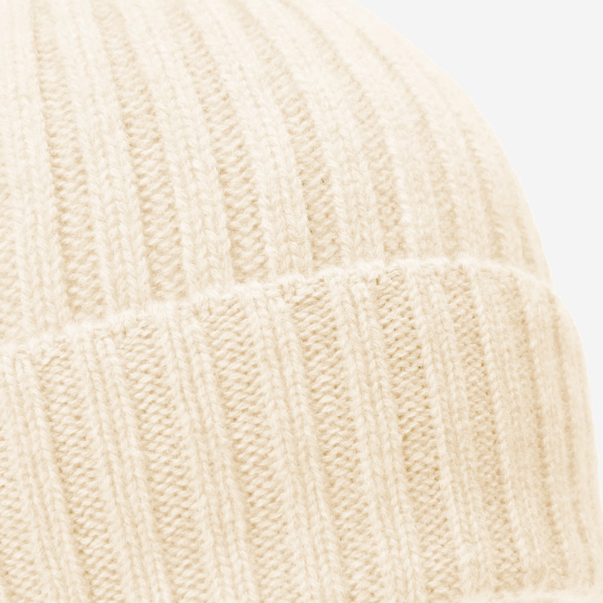 Milano (cream) - Italian 100% cashmere ribbed beanie (unisex)