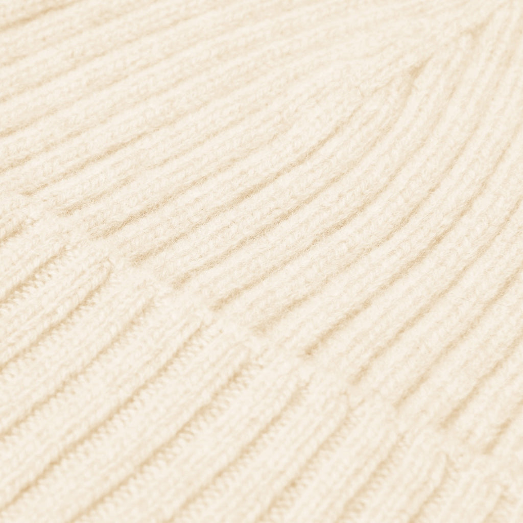 Milano (cream) - Italian 100% cashmere ribbed beanie (unisex)