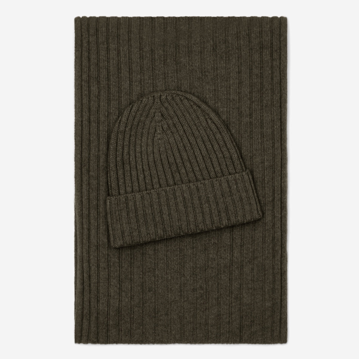 Milano (dark green) - Italian 100% cashmere ribbed beanie (unisex)