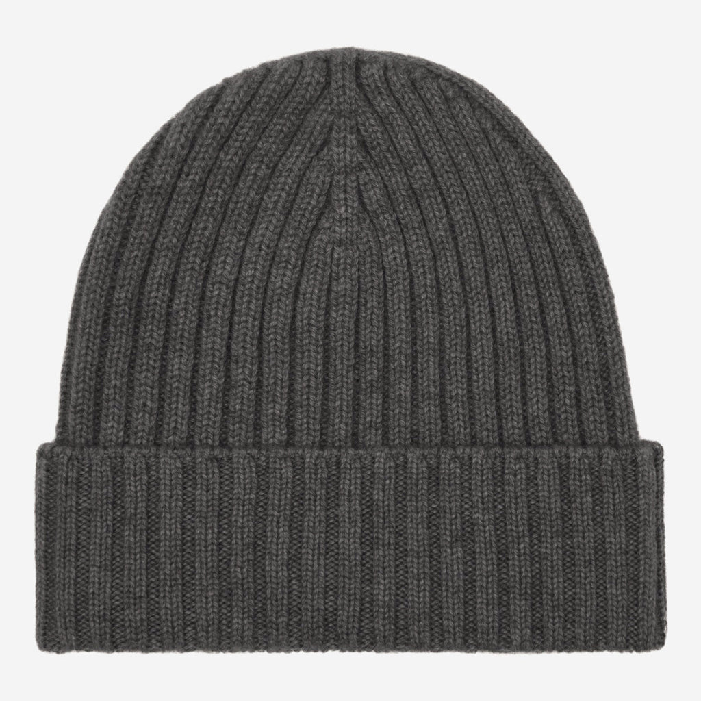 Milano (dark grey) - Italian 100% cashmere ribbed beanie (unisex)
