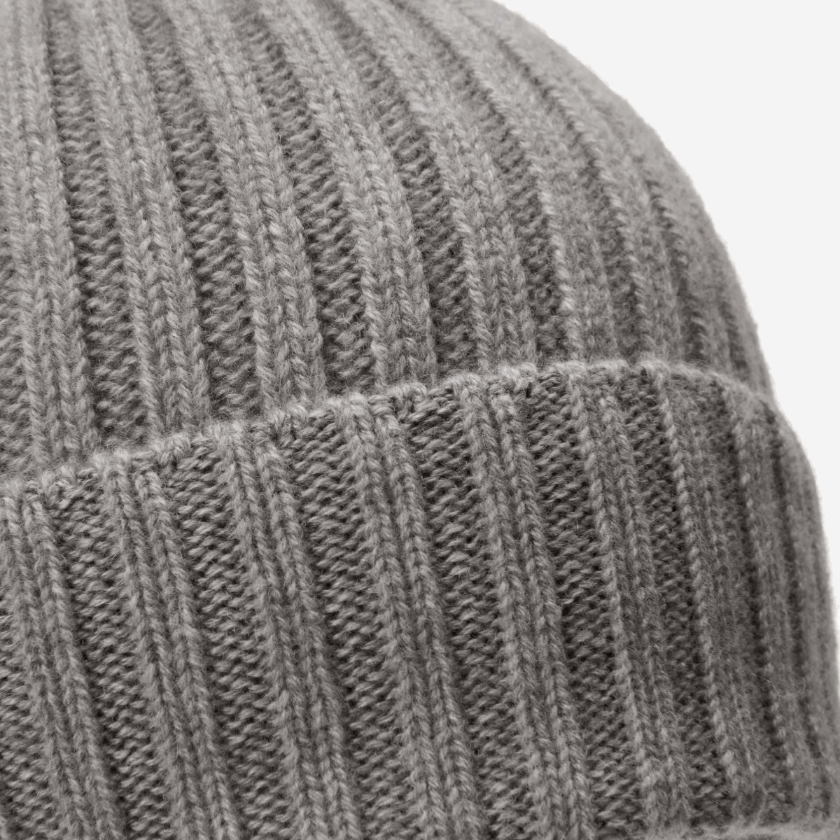Milano (light grey) - Italian 100% cashmere ribbed beanie (unisex)