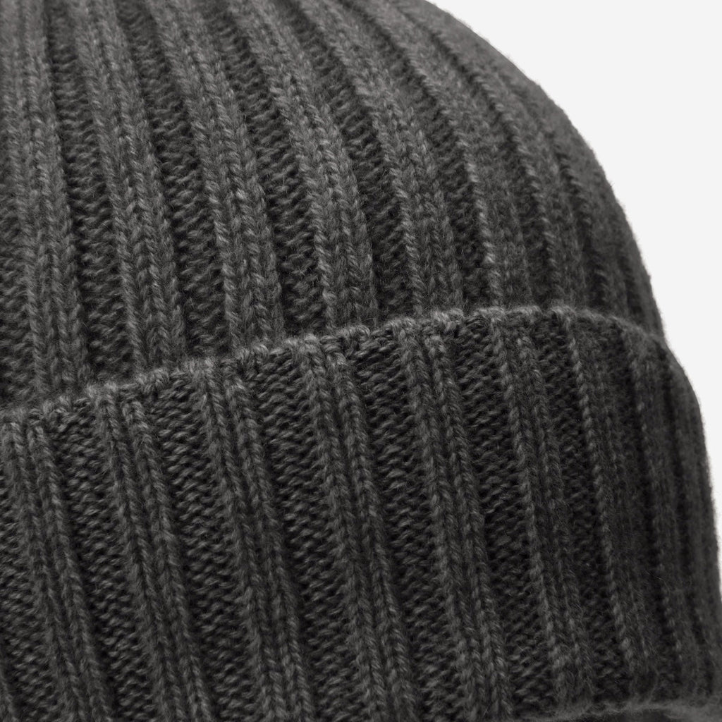 Milano (dark grey) - Italian 100% cashmere ribbed beanie (unisex)