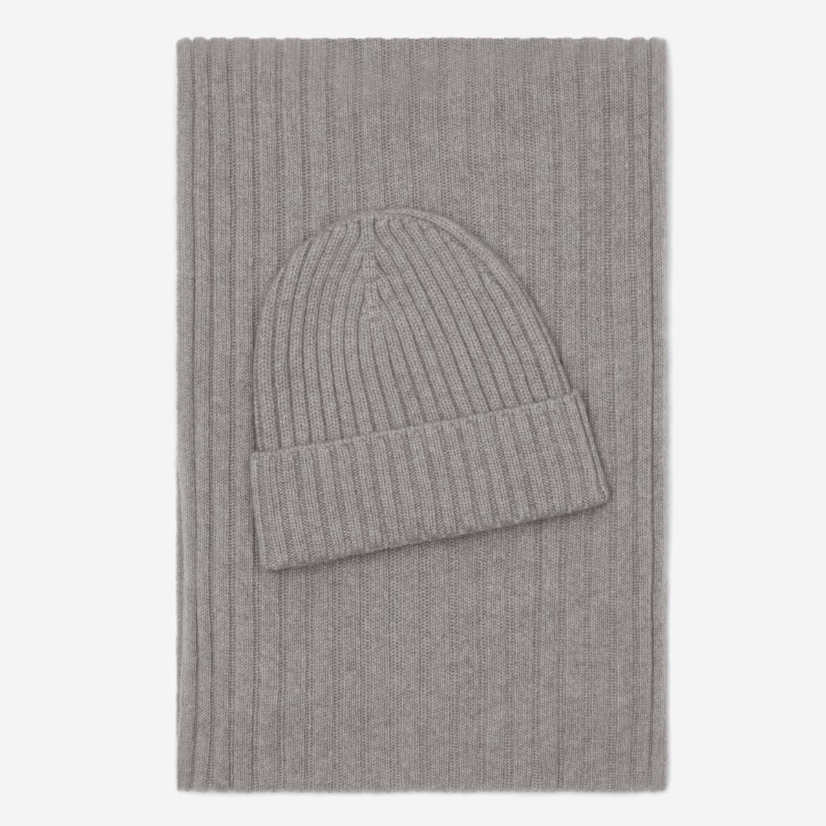 Milano (light grey) - Italian 100% cashmere ribbed beanie (unisex)