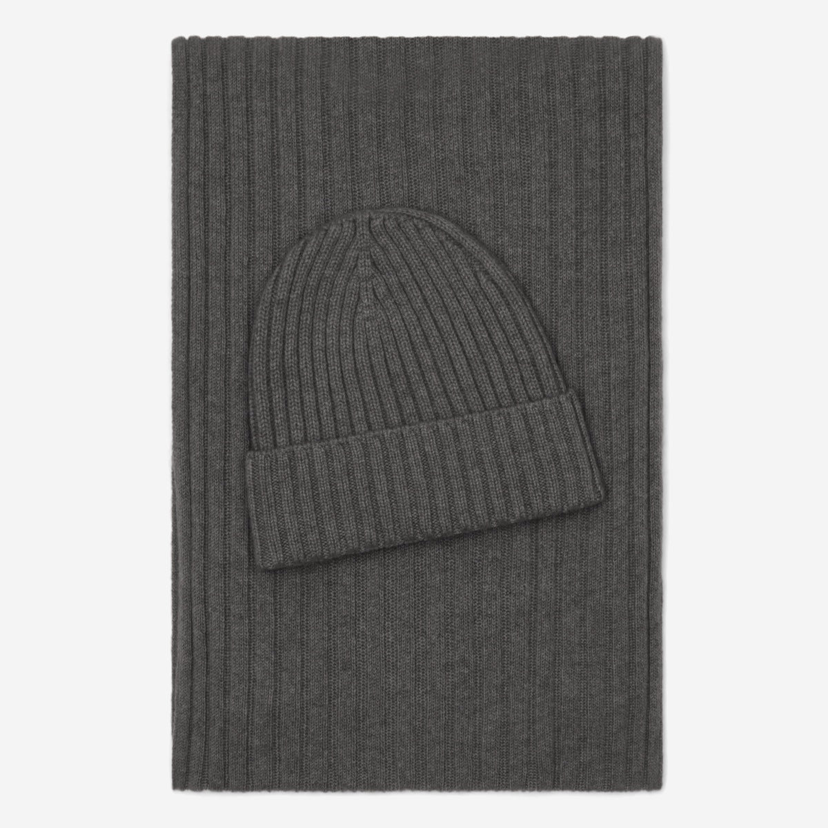 Milano (dark grey) - Italian 100% cashmere ribbed beanie (unisex)