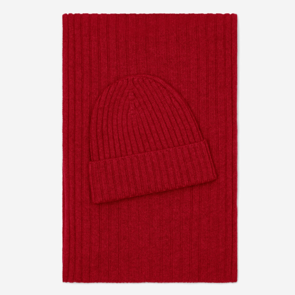 Milano (red) - Italian 100% cashmere ribbed beanie (unisex)