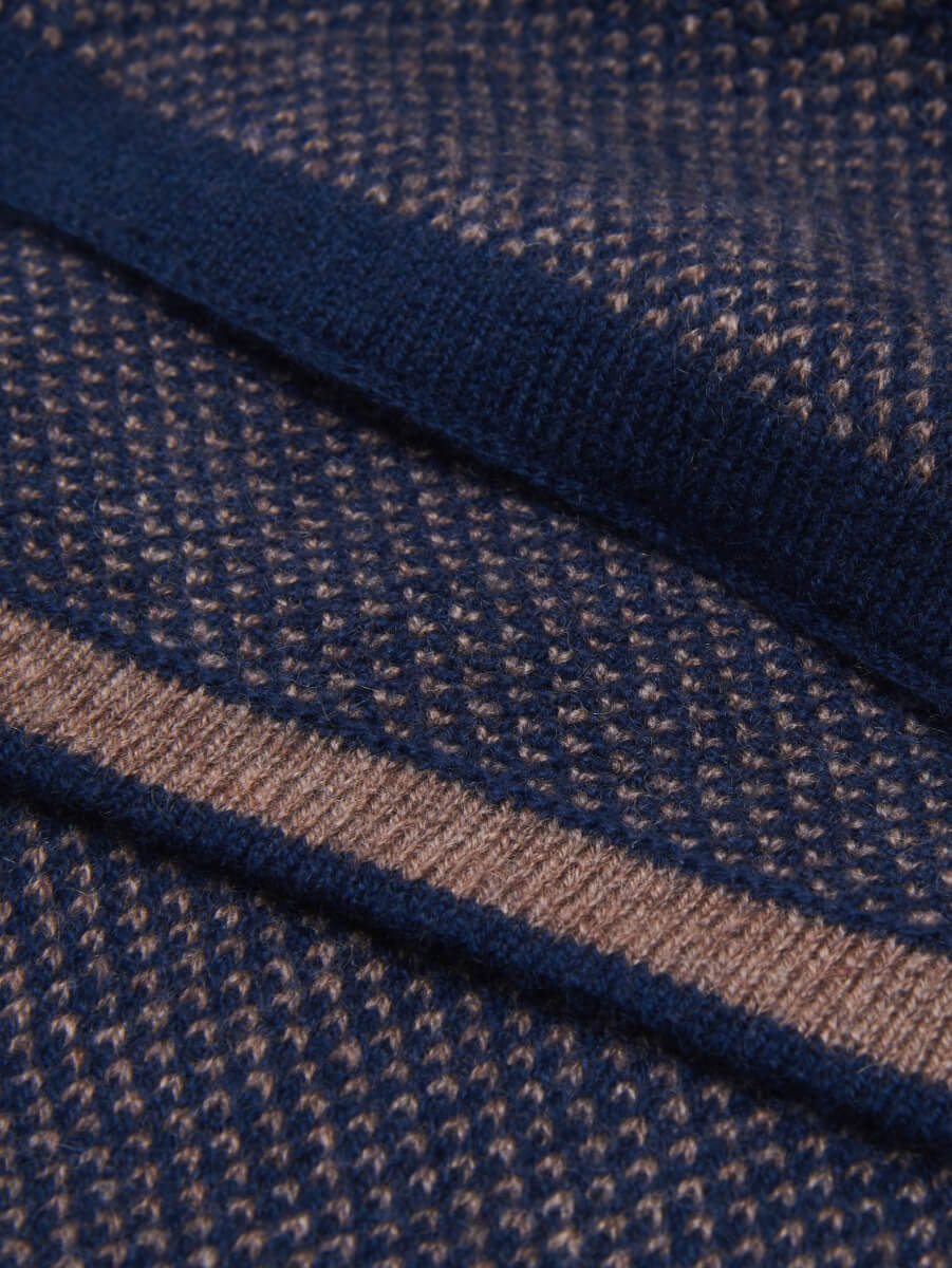 Riccardo (blue & brown) - Italian cashmere scarf with pattern