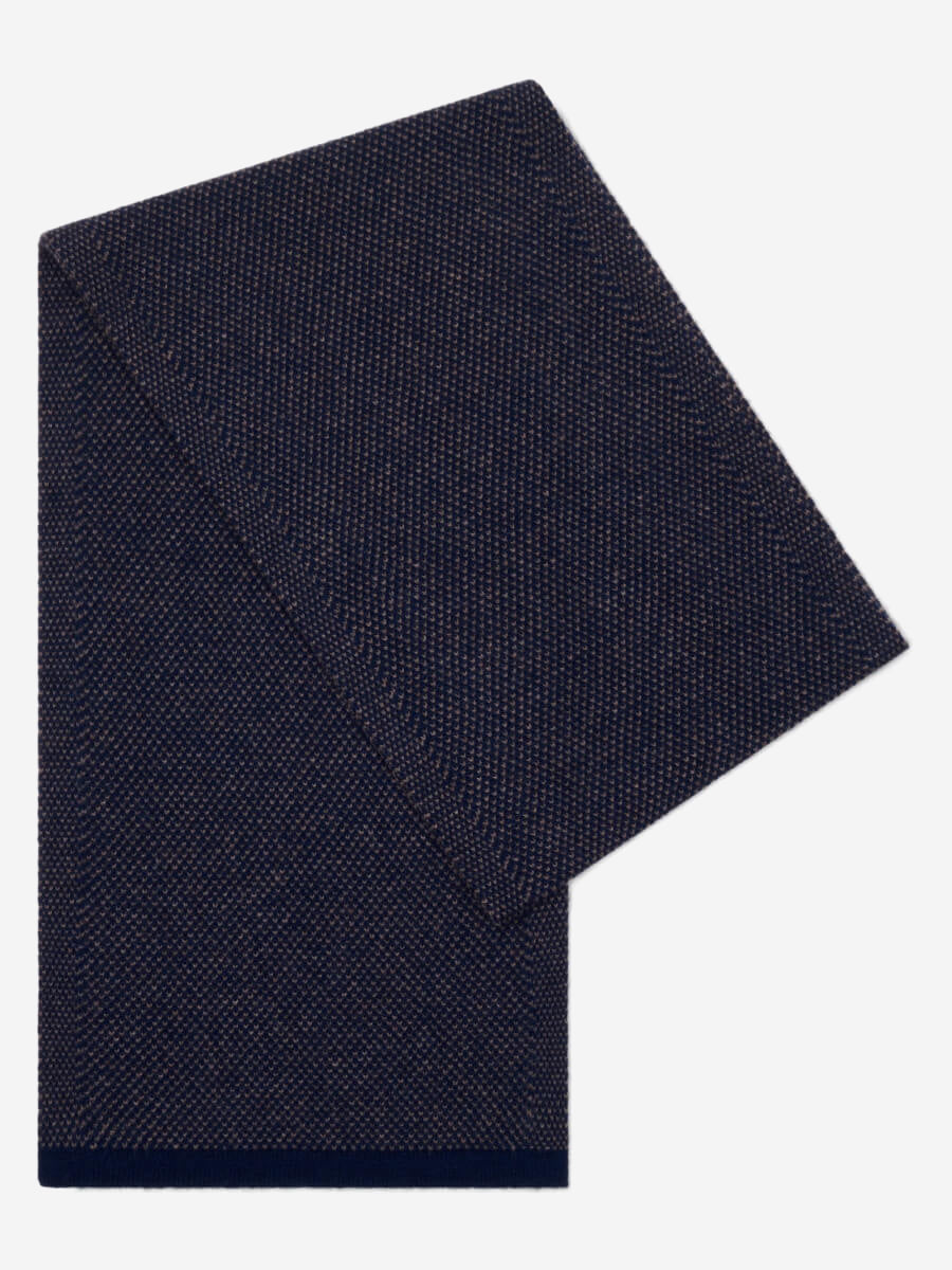 Riccardo (blue & brown) - Italian cashmere scarf with pattern