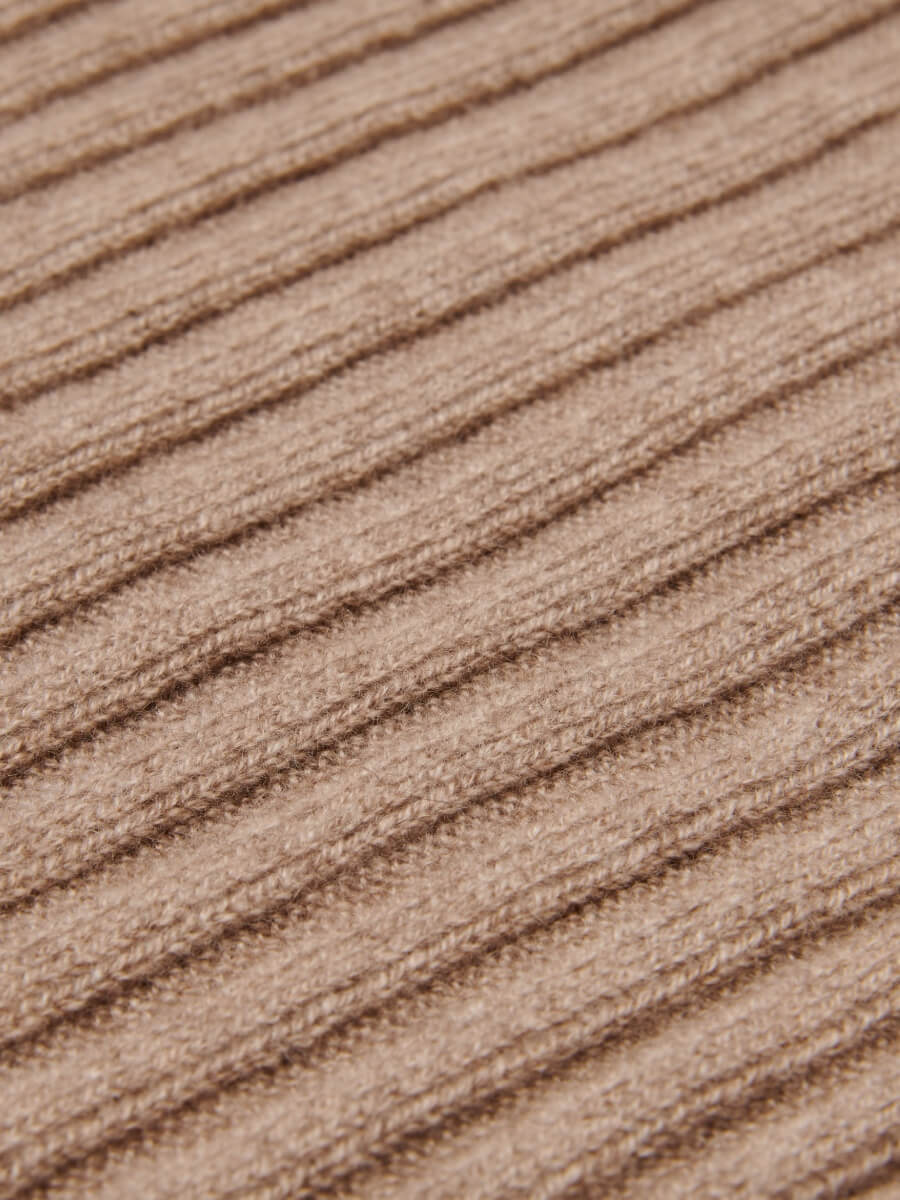 Napoli (brown) - Italian 100% cashmere ribbed scarf (unisex)