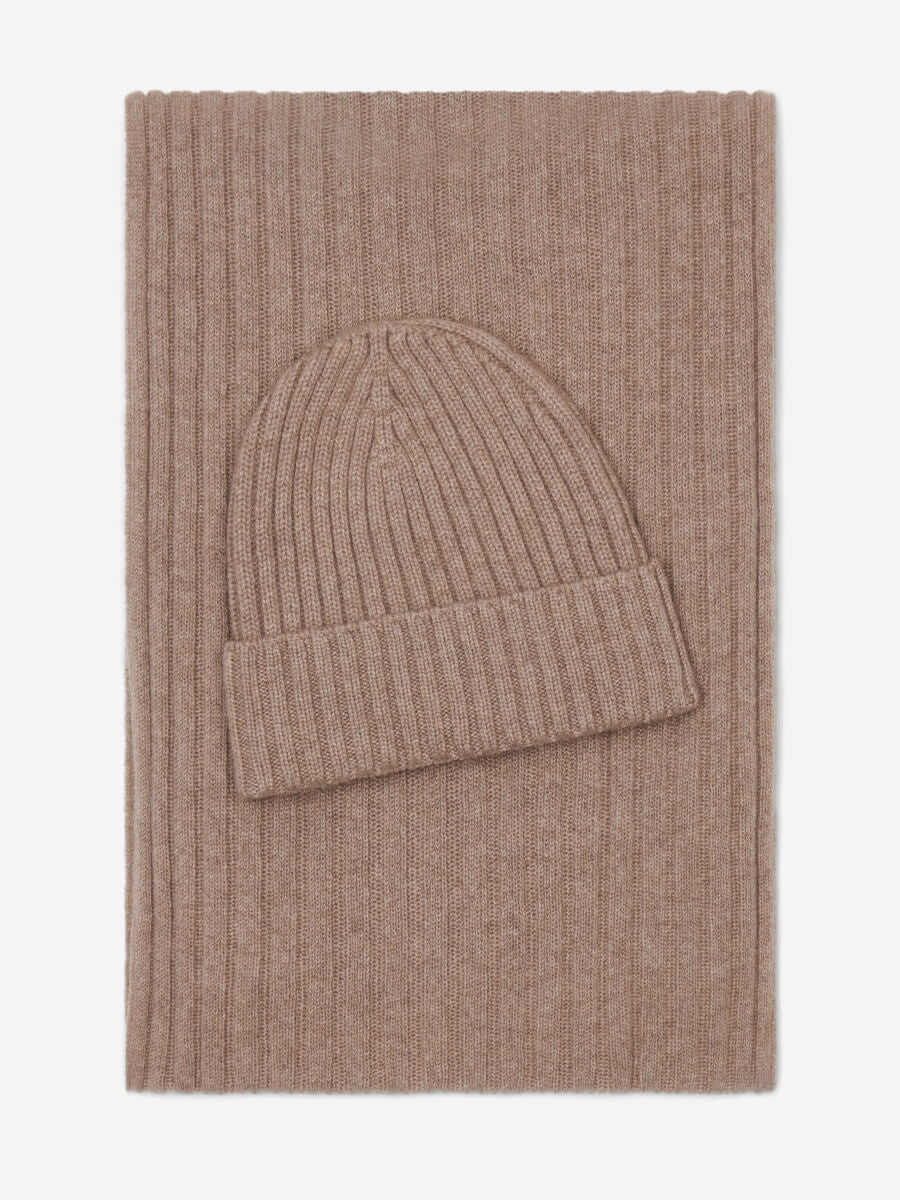 Napoli (brown) - Italian 100% cashmere ribbed scarf (unisex)