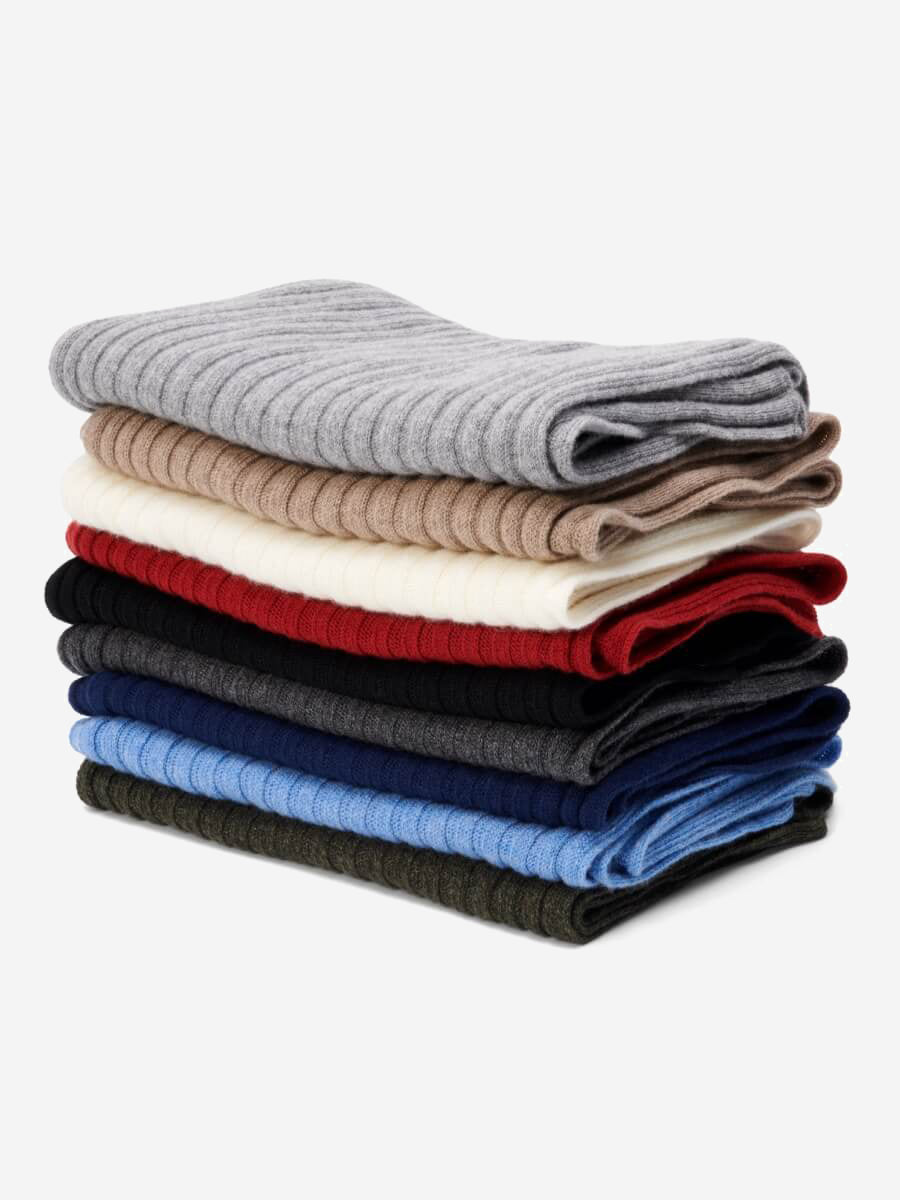 Napoli (dark grey) - Italian 100% cashmere ribbed scarf (unisex)