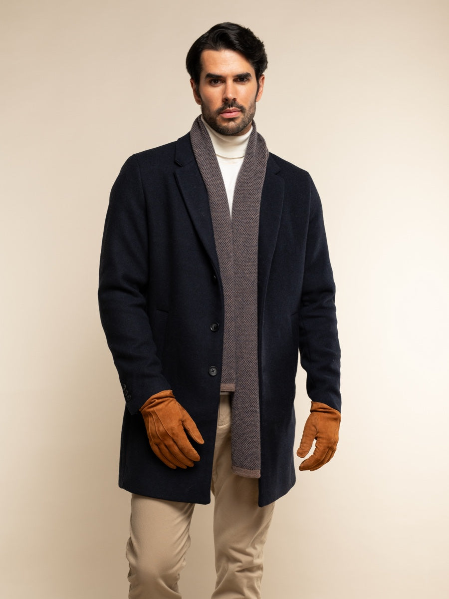 Riccardo (brown & blue) - Italian cashmere scarf with pattern