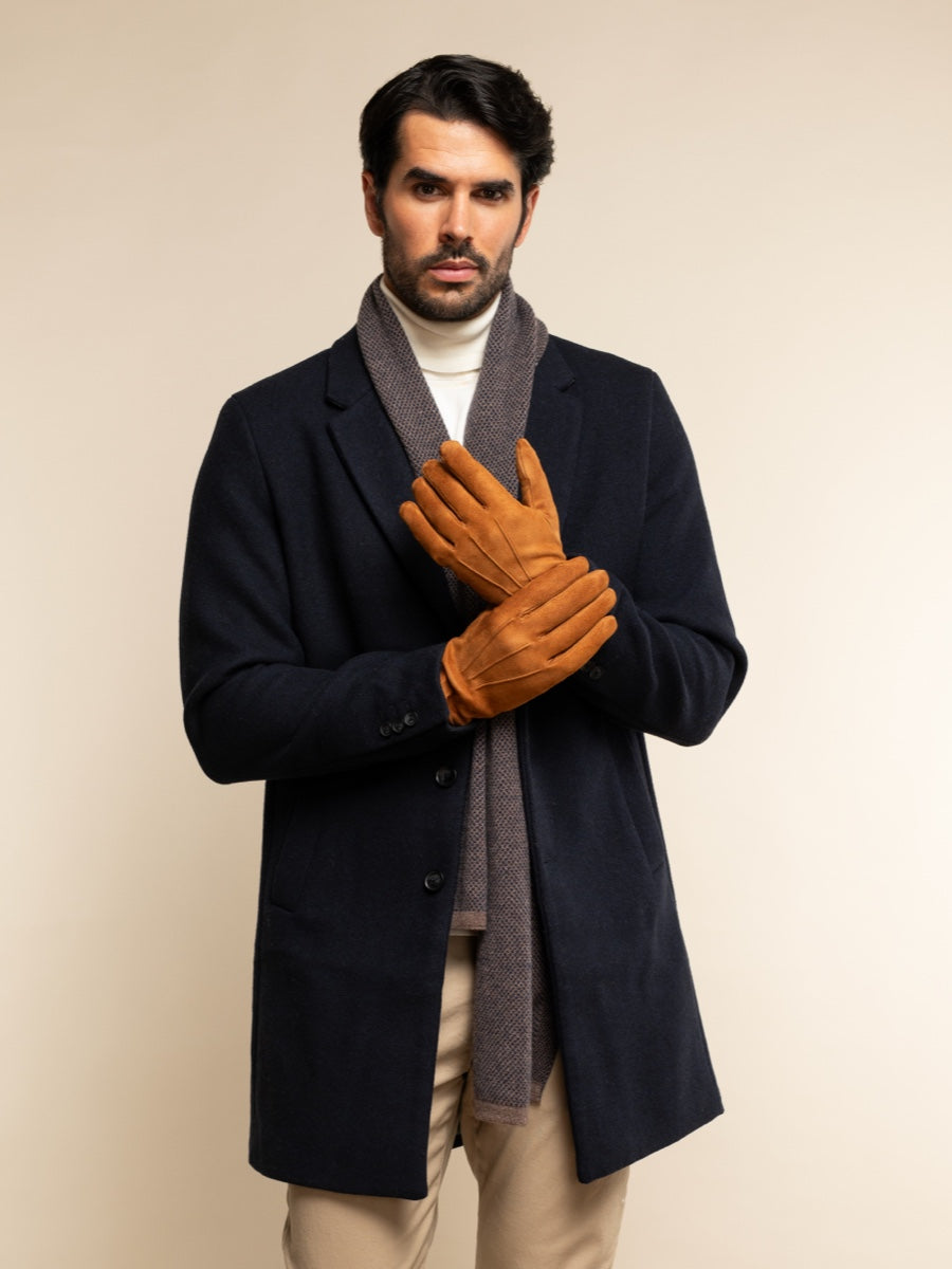 Riccardo (brown & blue) - Italian cashmere scarf with pattern