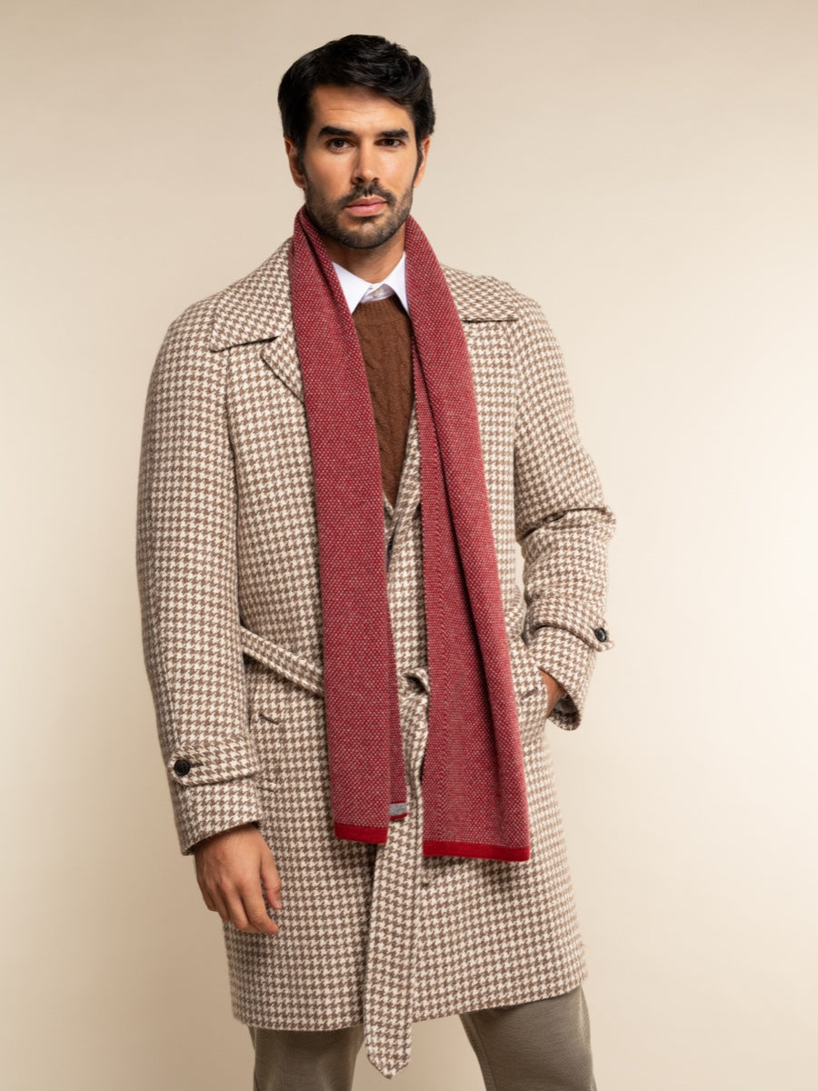 Riccardo (red & grey) - Italian 100% cashmere scarf with pattern