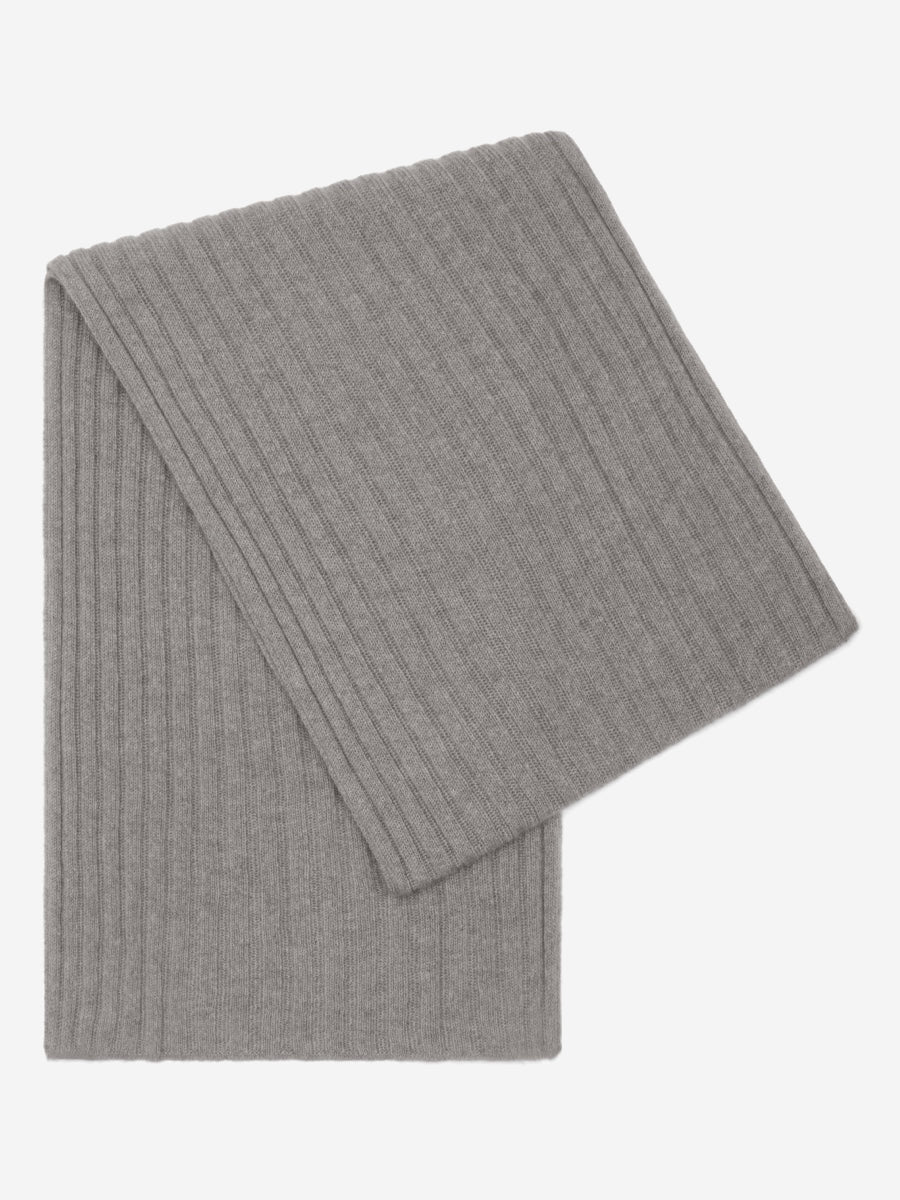 Napoli (light grey) - Italian 100% cashmere ribbed scarf (unisex)