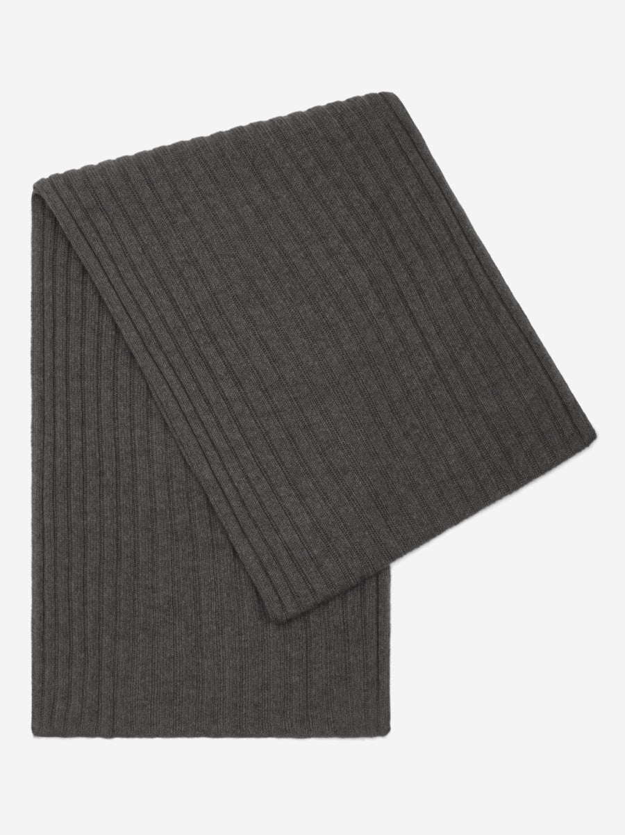 Napoli (dark grey) - Italian 100% cashmere ribbed scarf (unisex)